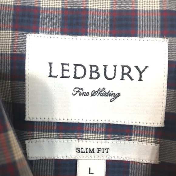Ledbury Men’s L Long Sleeve Dress Shirt Button - Picture 3 of 5